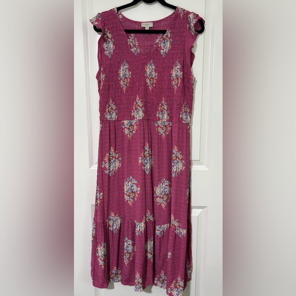 LOFT Outlet Floral Pink Sleeveless Dress - XXL